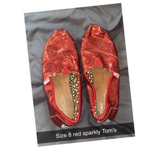 Size 8 red sparkly TOMS